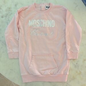 Moschino Baby Pink Rhinestone Logo Sweater Dress